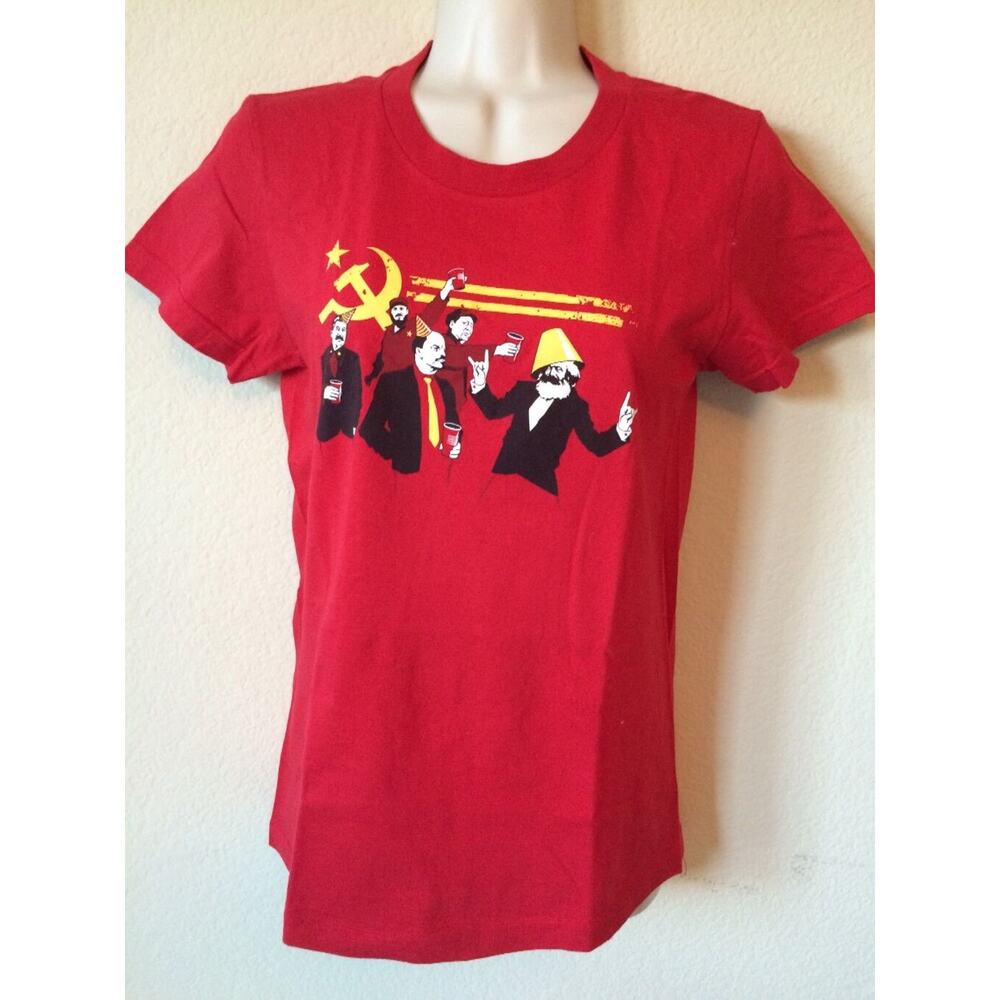threadless COMMUNIST PARTY Design By Tom Burns Red Graphic T Shirt Top Size M